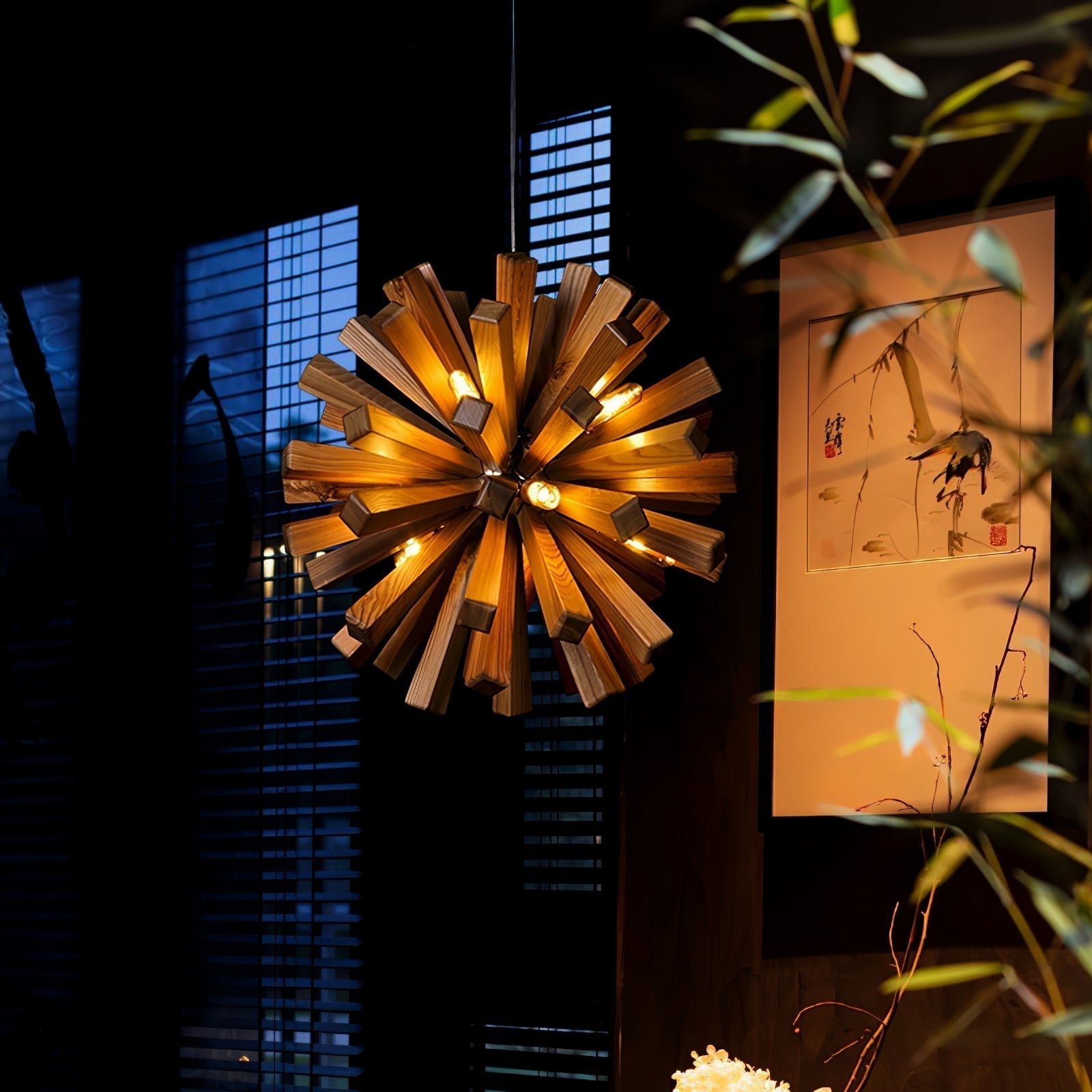 Nova Premium Nordic Art Burst Wood Chandelier-Neutral Decor