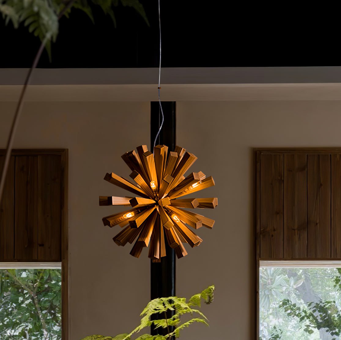 Nova Premium Nordic Art Burst Wood Chandelier-Neutral Decor
