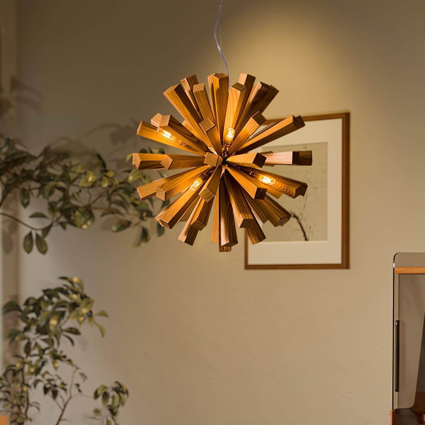 Nova Premium Nordic Art Burst Wood Chandelier-Neutral Decor