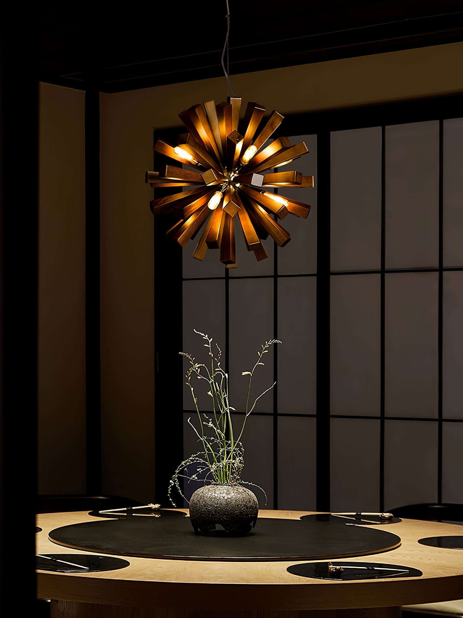 Nova Premium Nordic Art Burst Wood Chandelier-Neutral Decor
