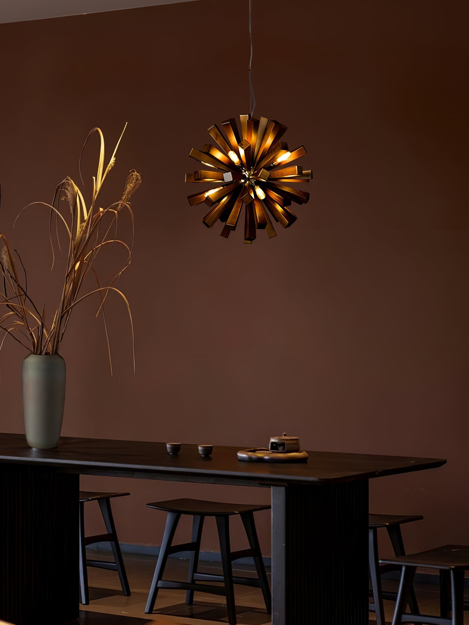 Nova Premium Nordic Art Burst Wood Chandelier-Neutral Decor