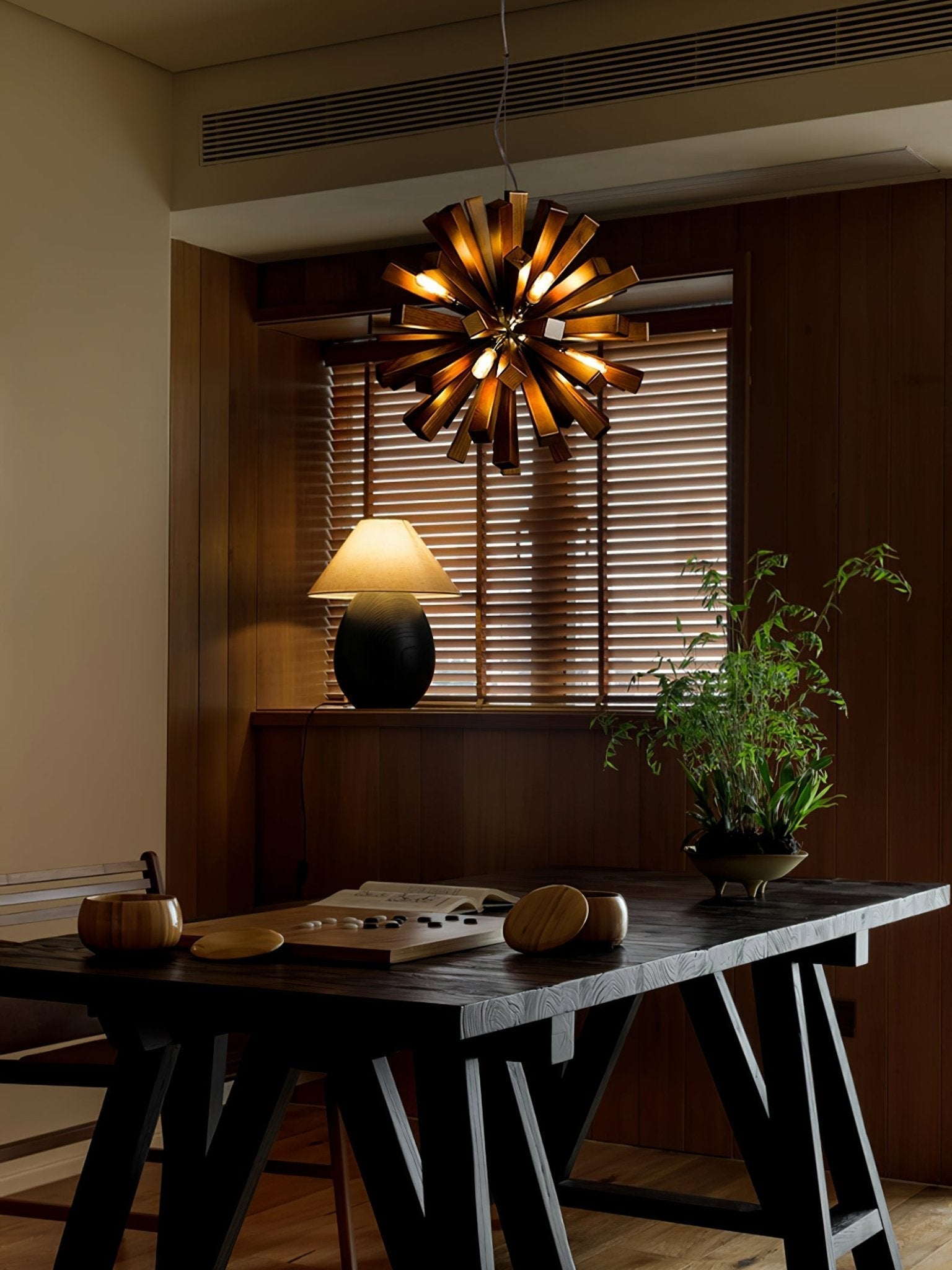 Nova Premium Nordic Art Burst Wood Chandelier-Neutral Decor