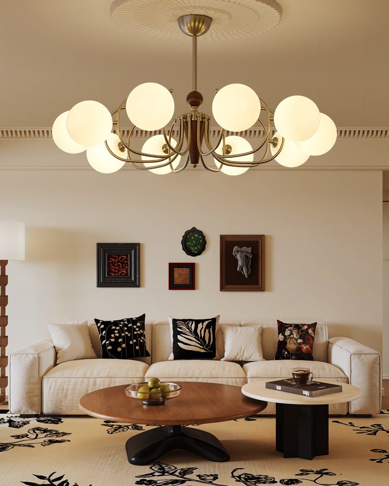Orvynia Elegance Classic Grove Wood Glass Chandelier-Neutral Decor