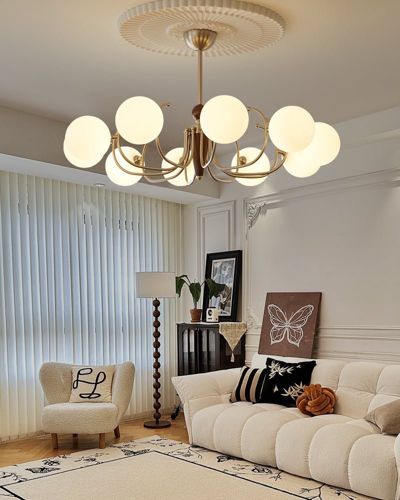Orvynia Elegance Classic Grove Wood Glass Chandelier-Neutral Decor