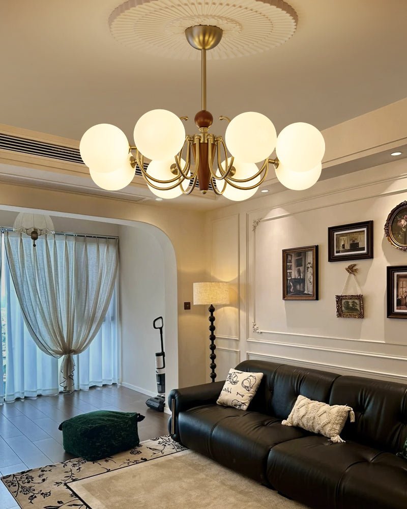 Orvynia Elegance Classic Grove Wood Glass Chandelier-Neutral Decor