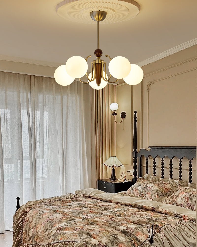 Orvynia Elegance Classic Grove Wood Glass Chandelier-Neutral Decor