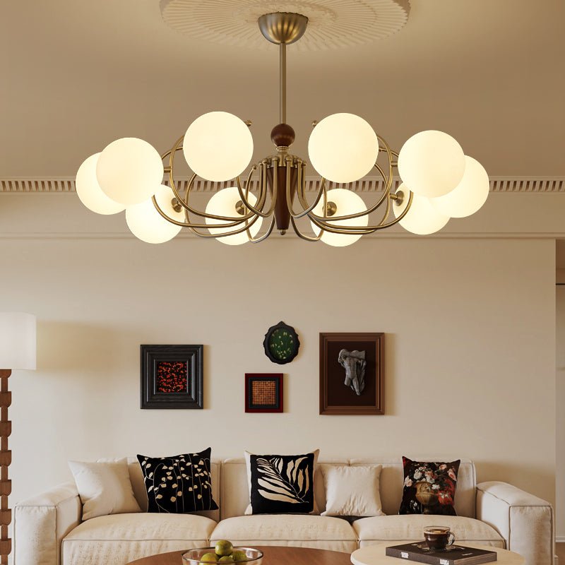 Orvynia Elegance Classic Grove Wood Glass Chandelier-Neutral Decor