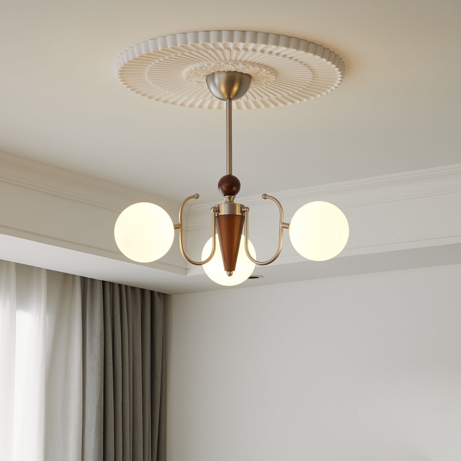 Orvynia Elegance Classic Grove Wood Glass Chandelier-Neutral Decor