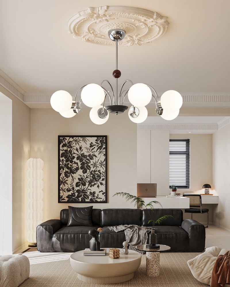 Lustra Chandelier Wood Glass Contemporary Curved-Neutral Decor