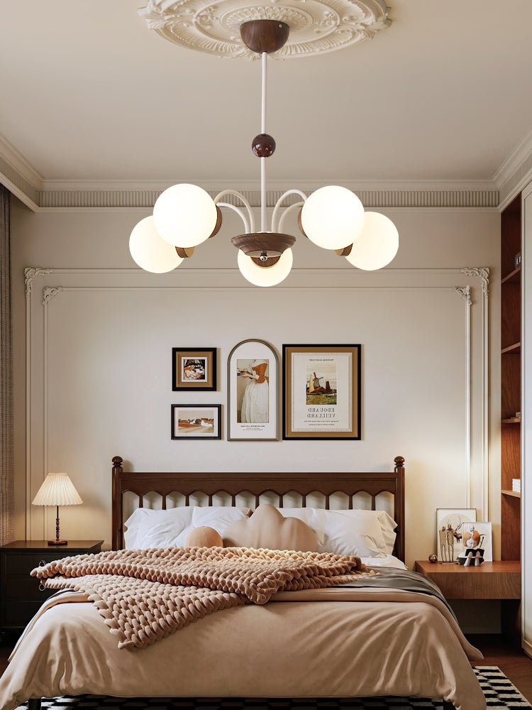 Lustra Chandelier Wood Glass Contemporary Curved-Neutral Decor