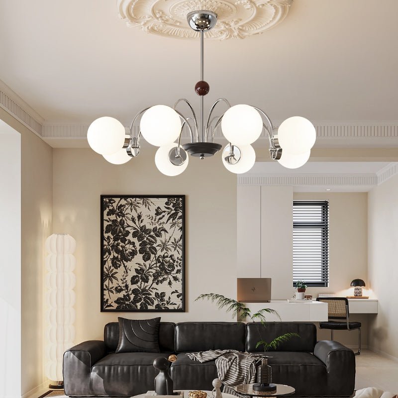 Lustra Chandelier Wood Glass Contemporary Curved-Neutral Decor