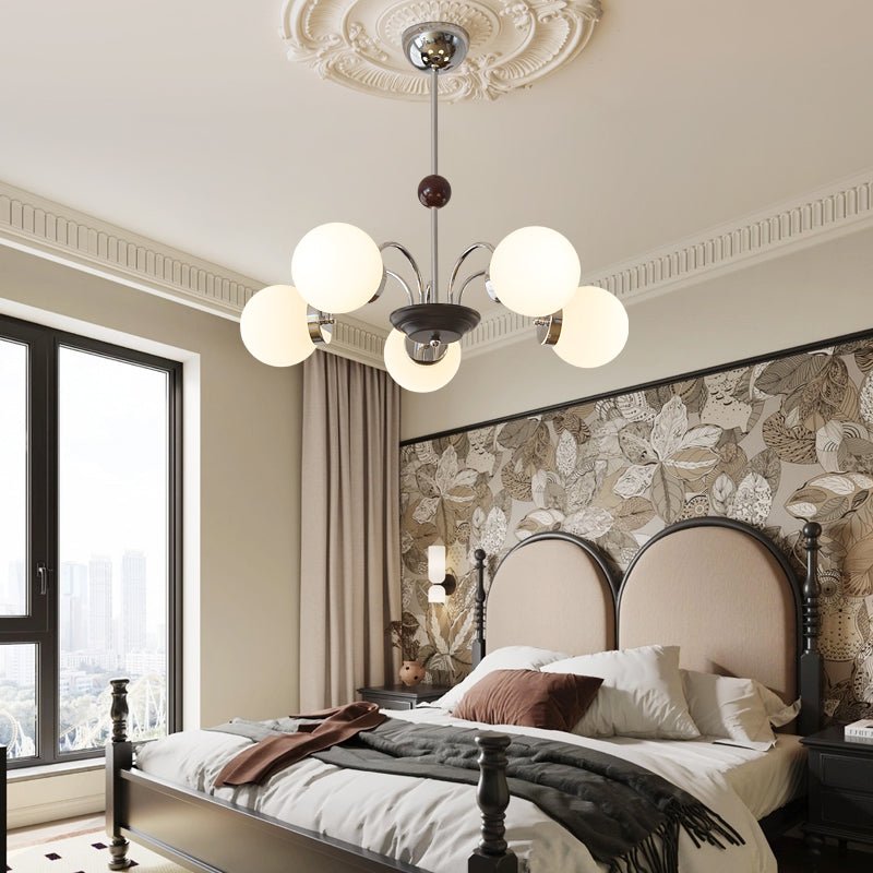 Lustra Chandelier Wood Glass Contemporary Curved-Neutral Decor