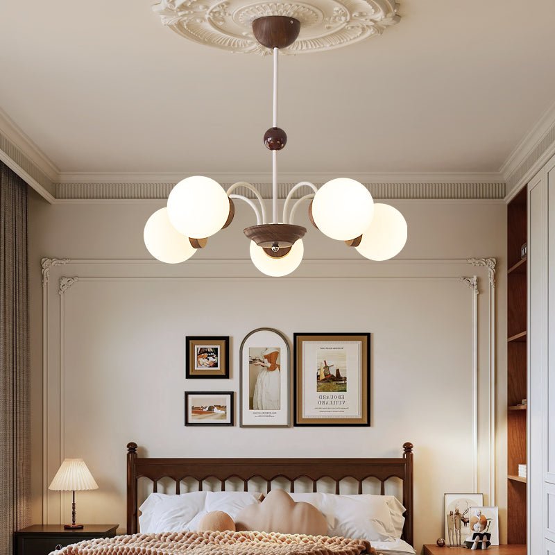 Lustra Chandelier Wood Glass Contemporary Curved-Neutral Decor