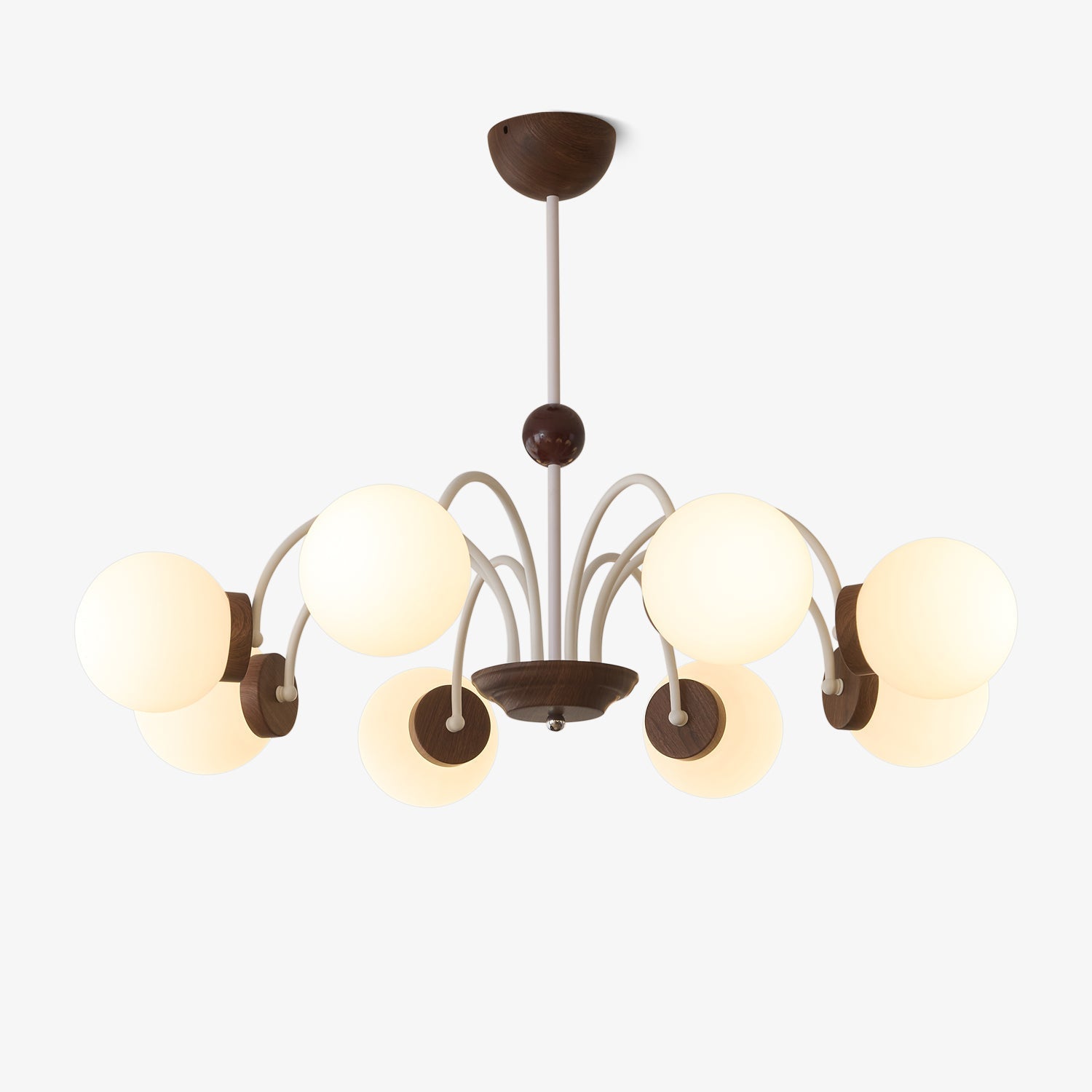 Lustra Chandelier Wood Glass Contemporary Curved-Neutral Decor
