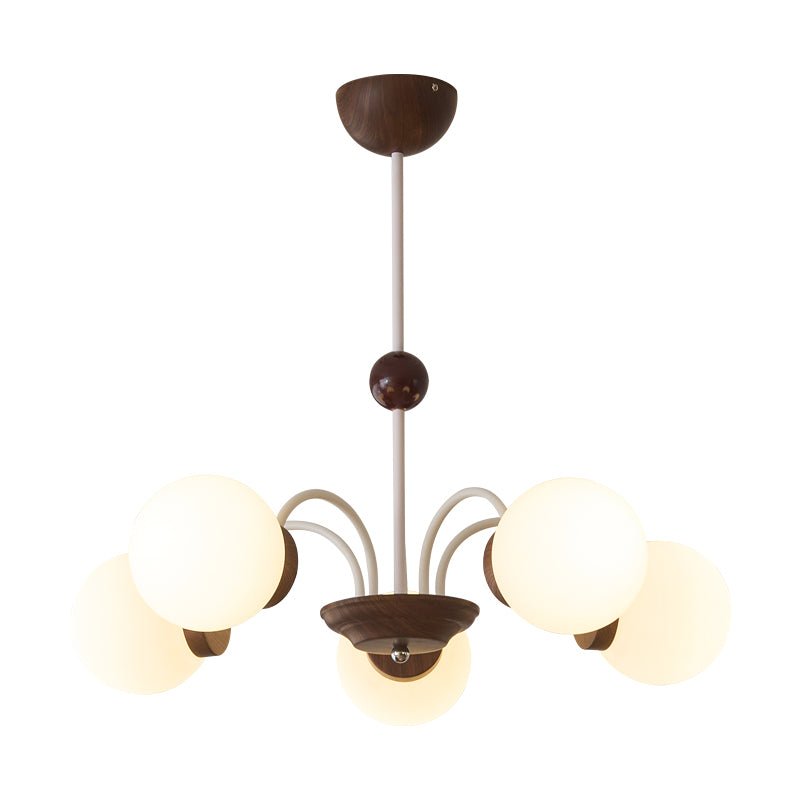 Lustra Chandelier Wood Glass Contemporary Curved-Neutral Decor