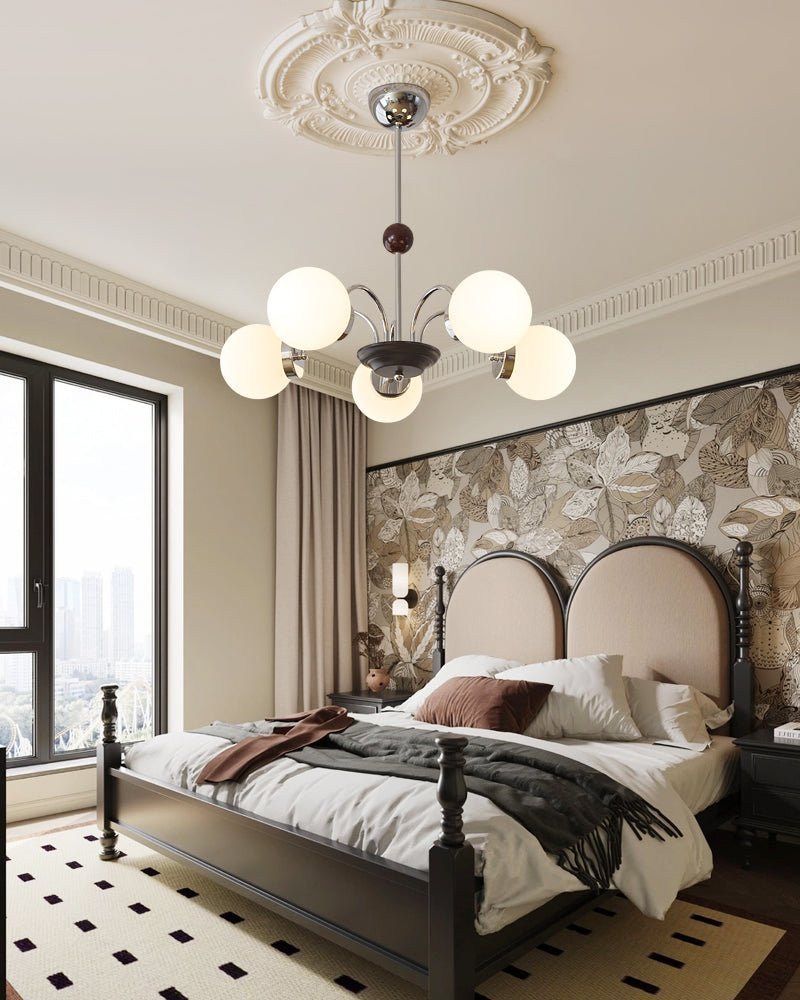 Lustra Chandelier Wood Glass Contemporary Curved-Neutral Decor