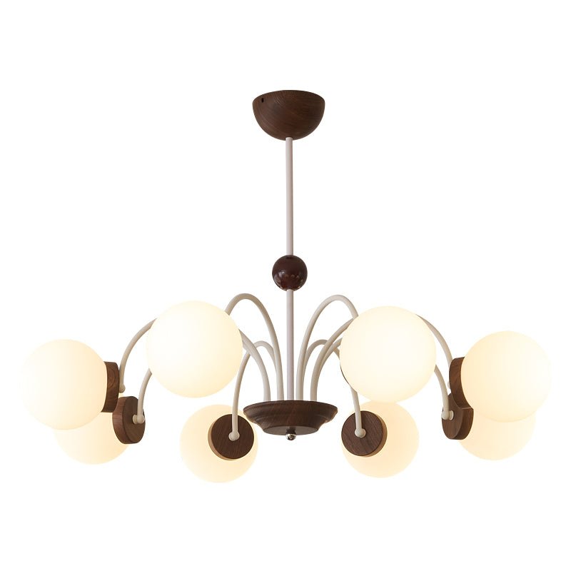 Lustra Chandelier Wood Glass Contemporary Curved-Neutral Decor