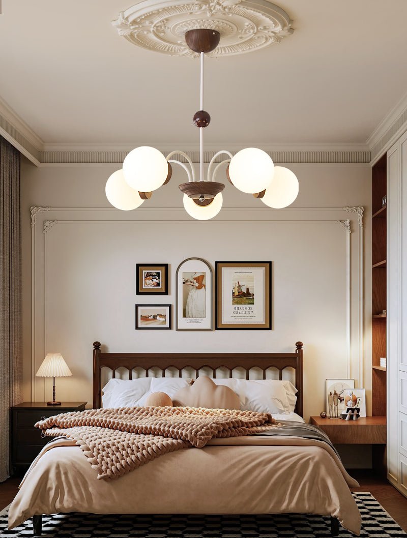 Lustra Chandelier Wood Glass Contemporary Curved-Neutral Decor