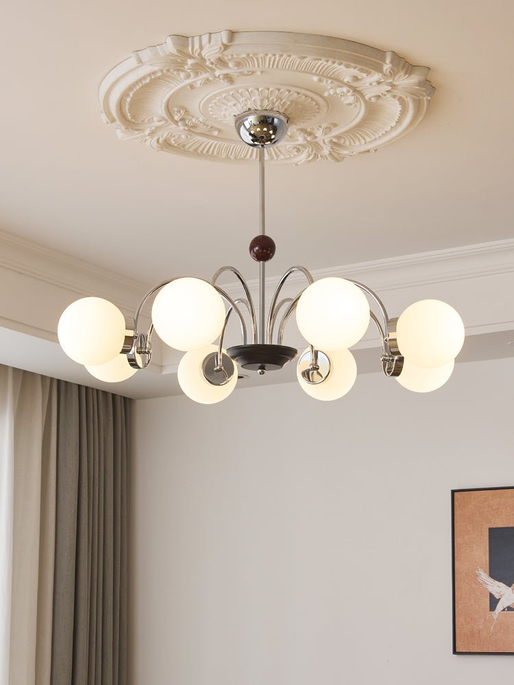 Lustra Chandelier Wood Glass Contemporary Curved-Neutral Decor