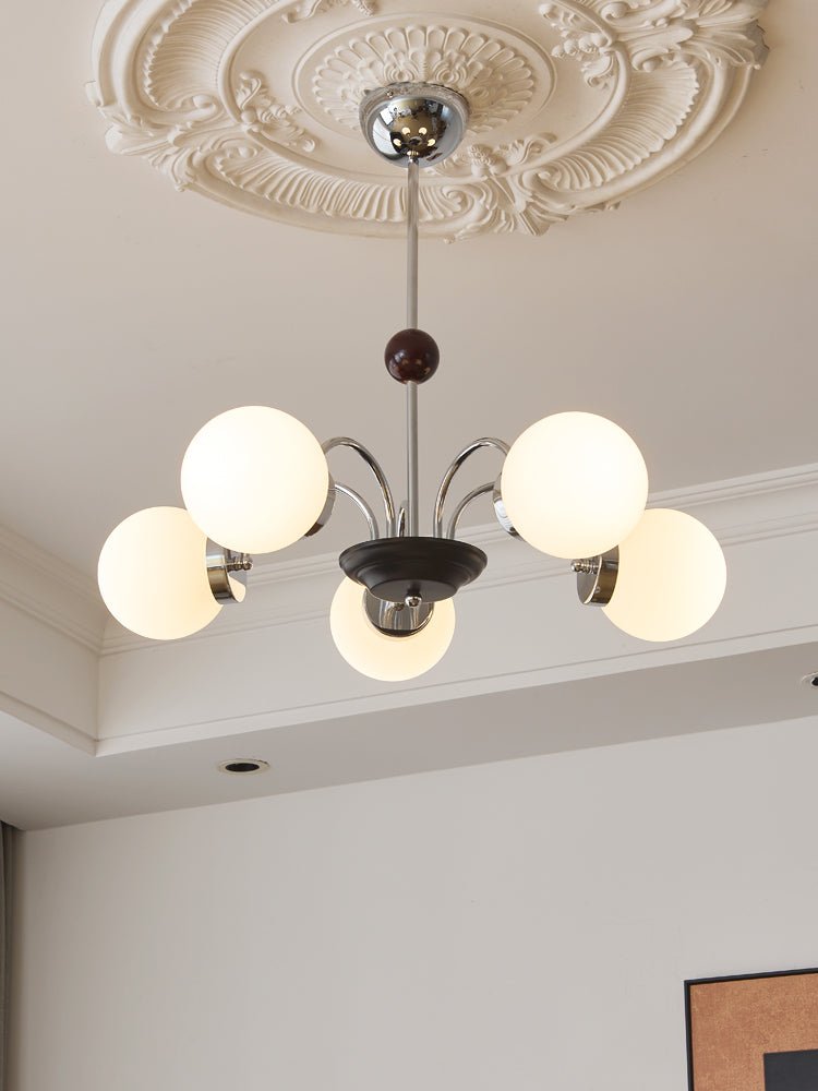 Lustra Chandelier Wood Glass Contemporary Curved-Neutral Decor