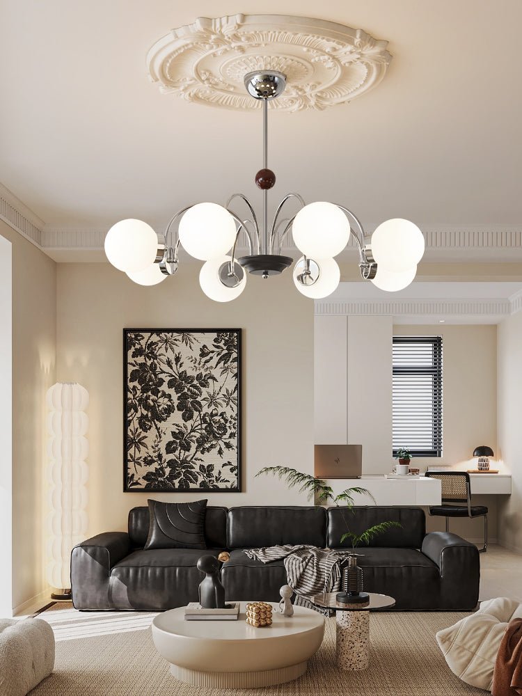 Lustra Chandelier Wood Glass Contemporary Curved-Neutral Decor