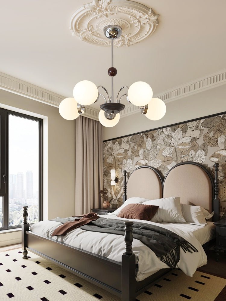 Lustra Chandelier Wood Glass Contemporary Curved-Neutral Decor
