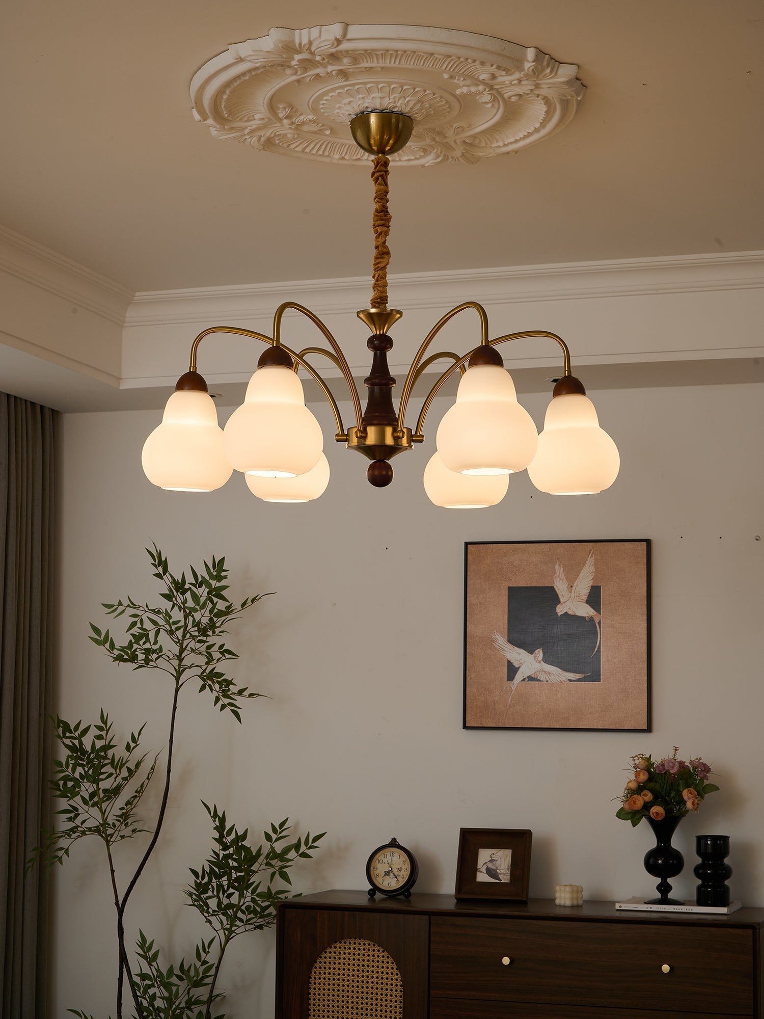 Novelle Traditional Elegance Vintage Wood Chandelier-Neutral Decor