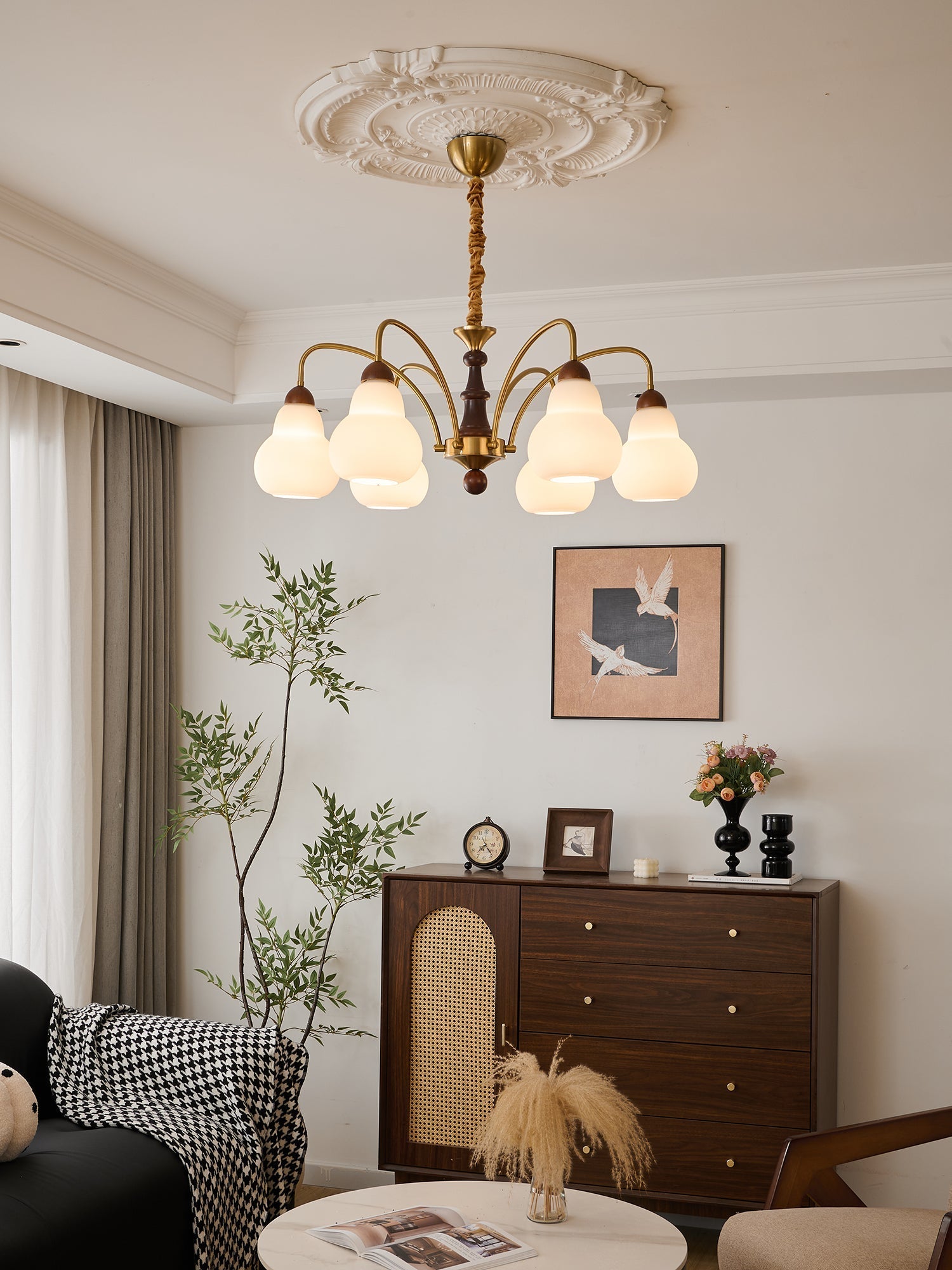 Novelle Traditional Elegance Vintage Wood Chandelier-Neutral Decor