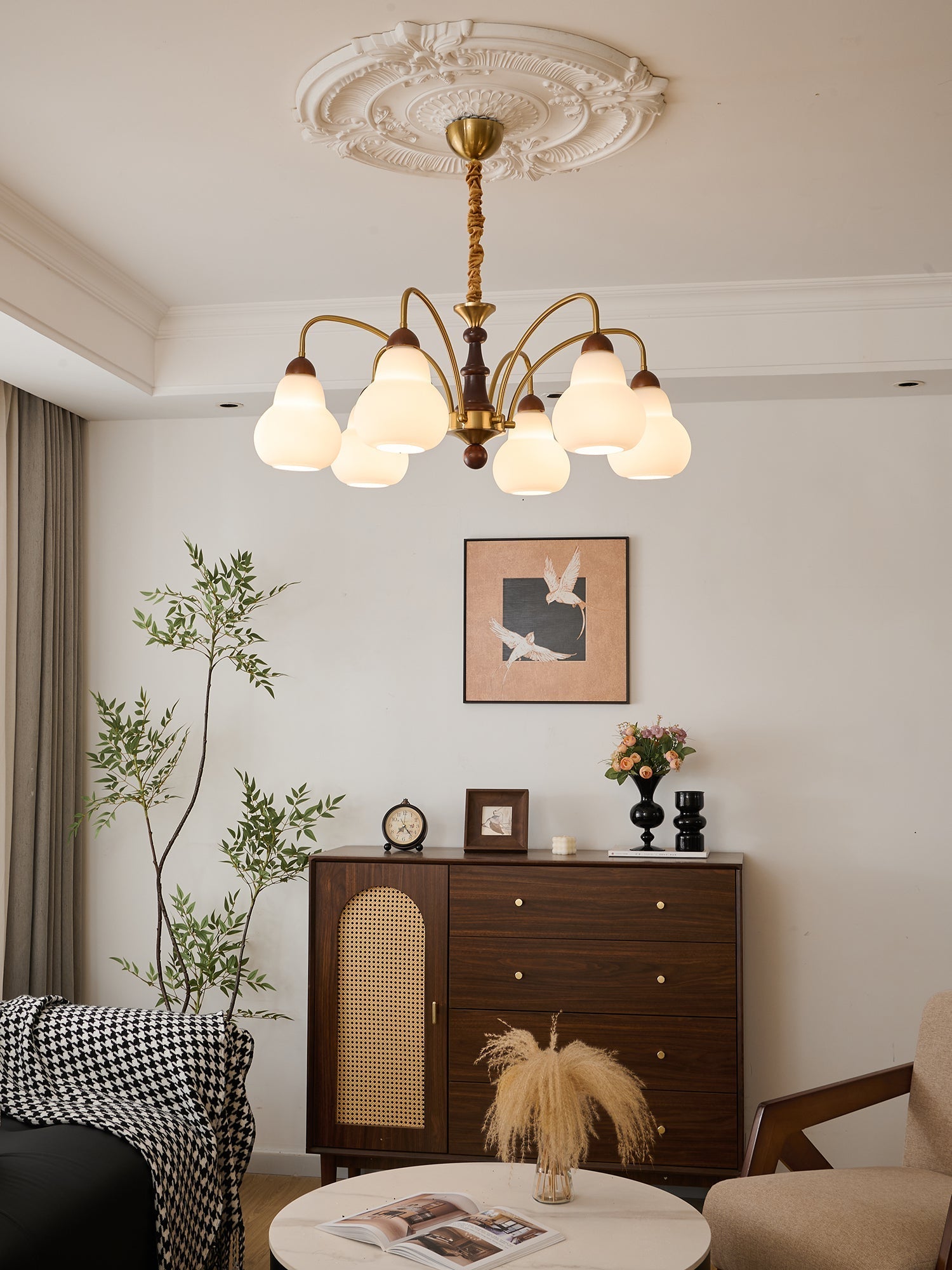 Novelle Traditional Elegance Vintage Wood Chandelier-Neutral Decor