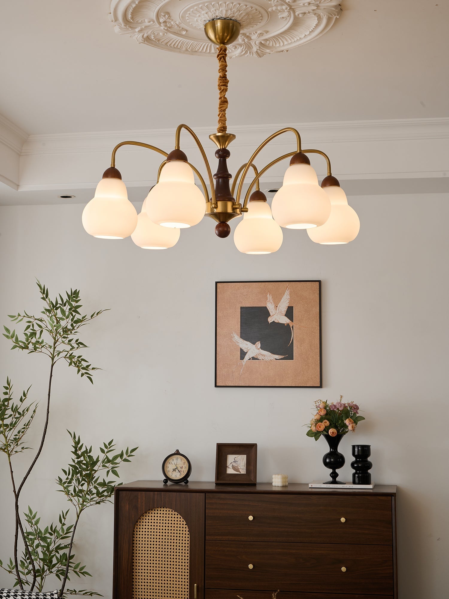 Novelle Traditional Elegance Vintage Wood Chandelier-Neutral Decor