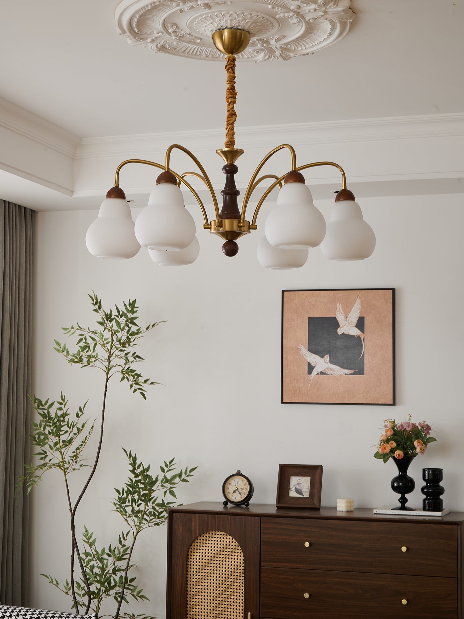 Novelle Traditional Elegance Vintage Wood Chandelier-Neutral Decor
