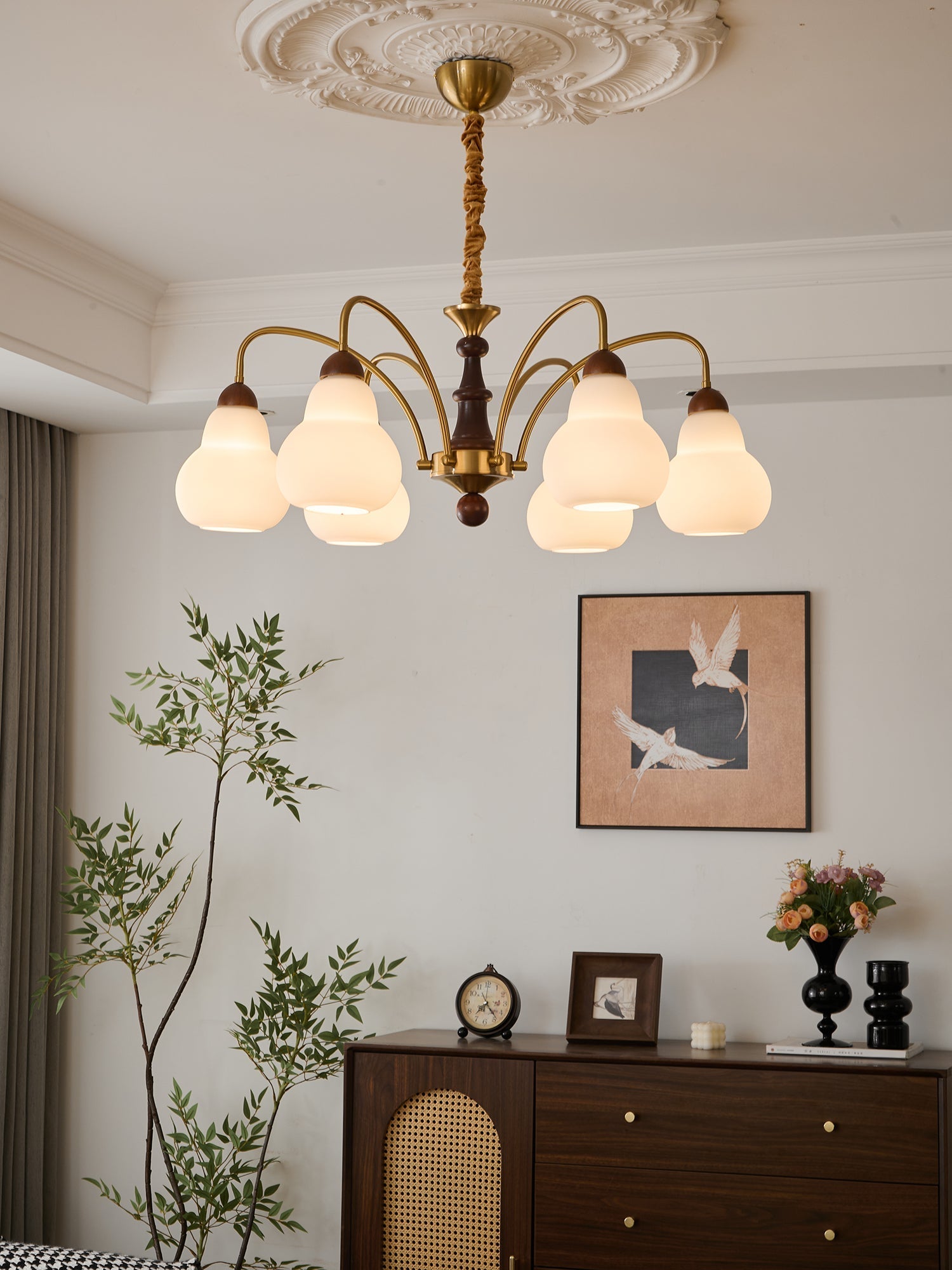 Novelle Traditional Elegance Vintage Wood Chandelier-Neutral Decor