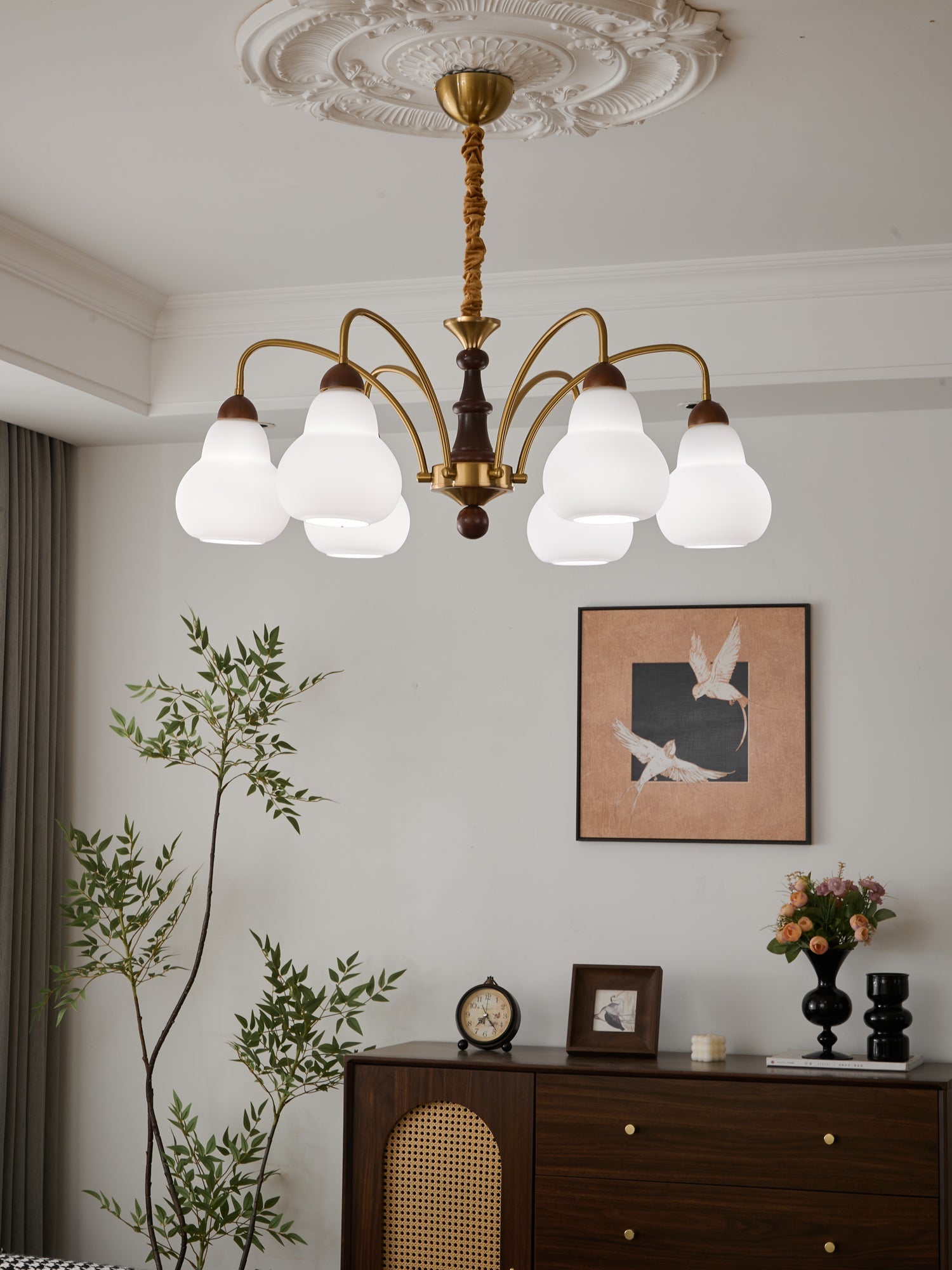 Novelle Traditional Elegance Vintage Wood Chandelier-Neutral Decor