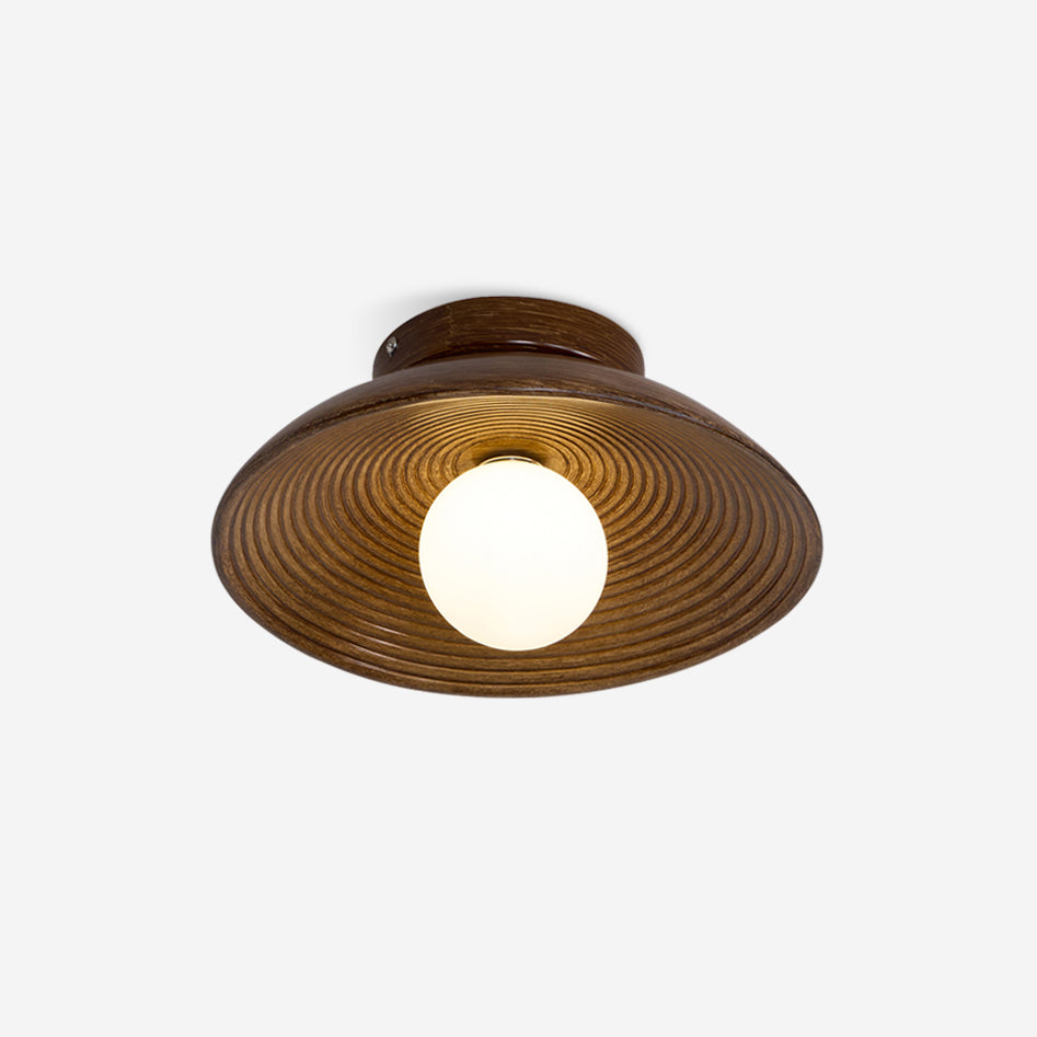 Zira Wooden Flush Mount Ceiling Light with Round Globe-Neutral Decor