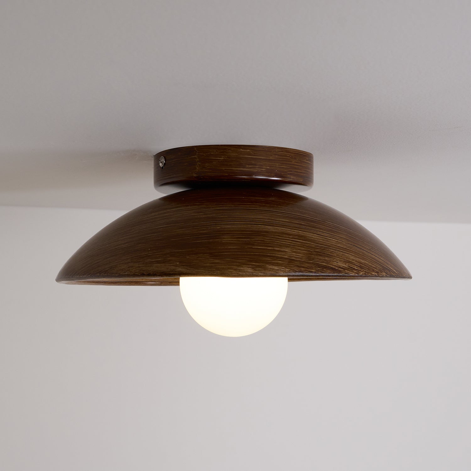 Zira Wooden Flush Mount Ceiling Light with Round Globe-Neutral Decor