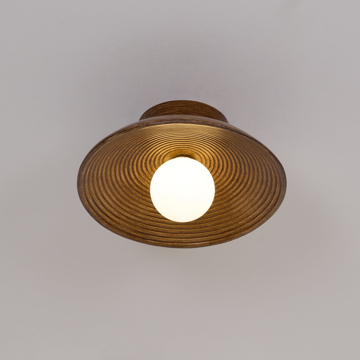 Zira Wooden Flush Mount Ceiling Light with Round Globe-Neutral Decor