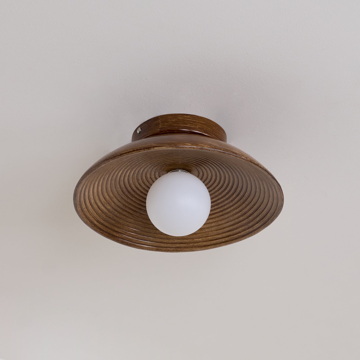 Orvian Wooden Flush Mount Ceiling Light with Round Globe