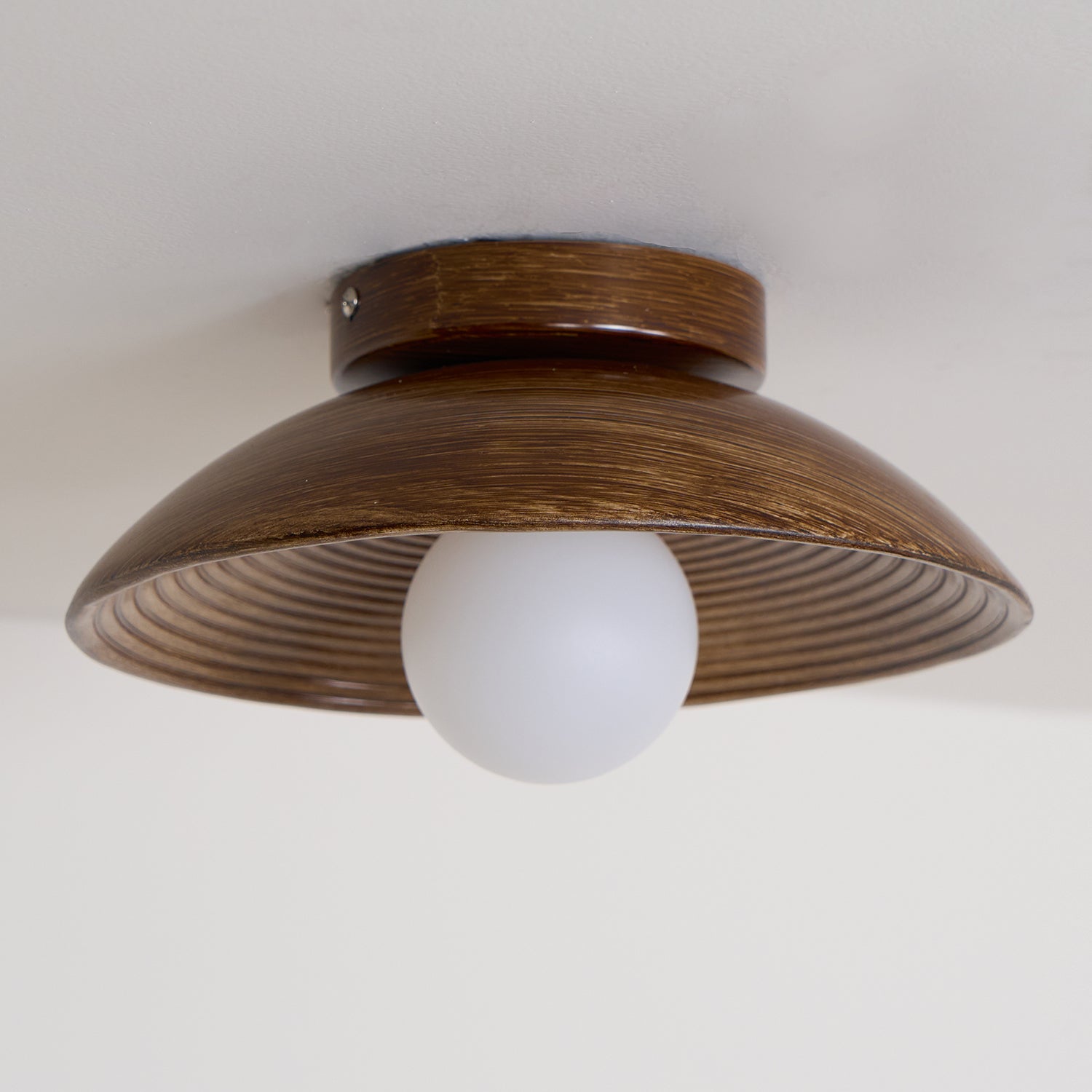 Zira Wooden Flush Mount Ceiling Light with Round Globe-Neutral Decor