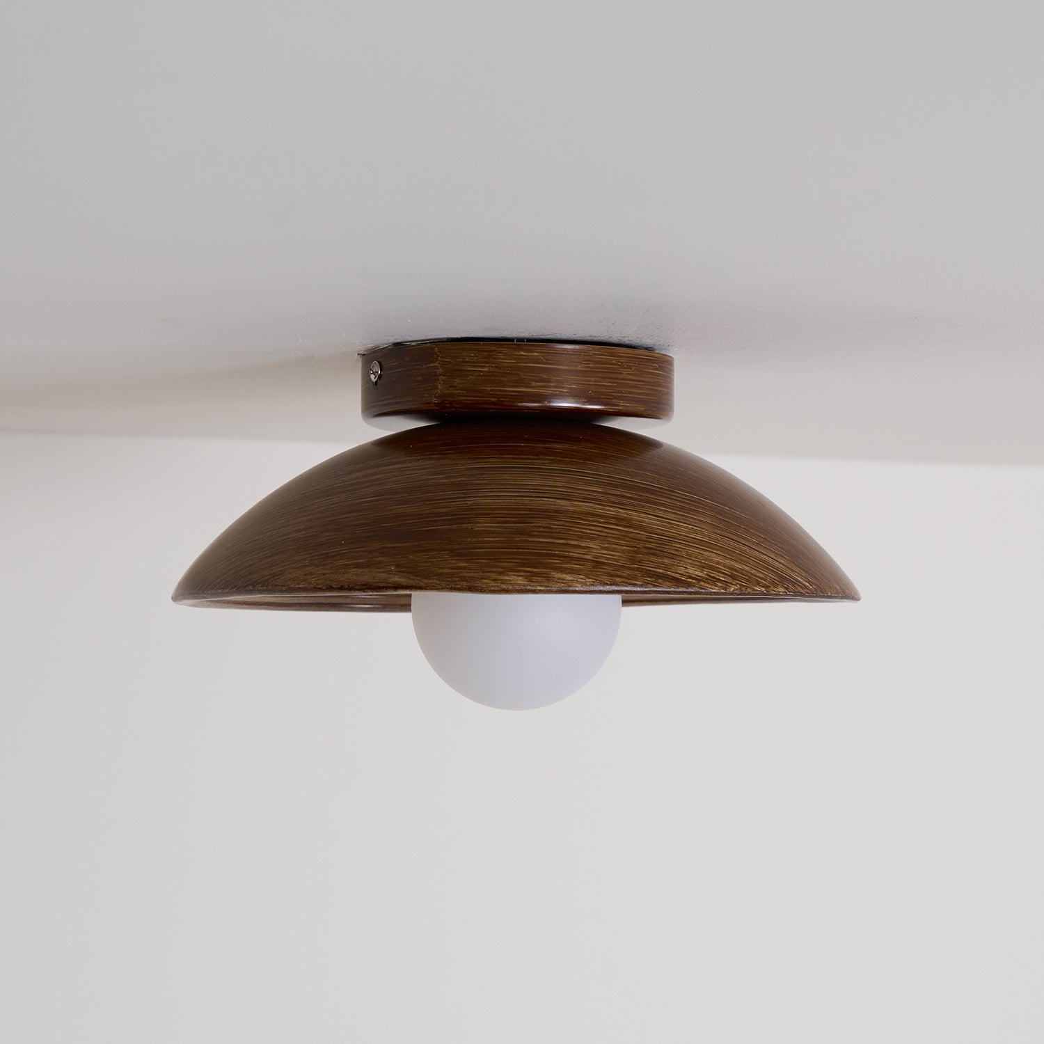 Orvian Wooden Flush Mount Ceiling Light with Round Globe
