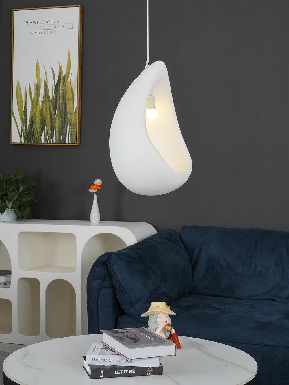 Seo Pendant Lamp Plaster Organic Hollow Teardrop Wabi Sabi-Neutral Decor