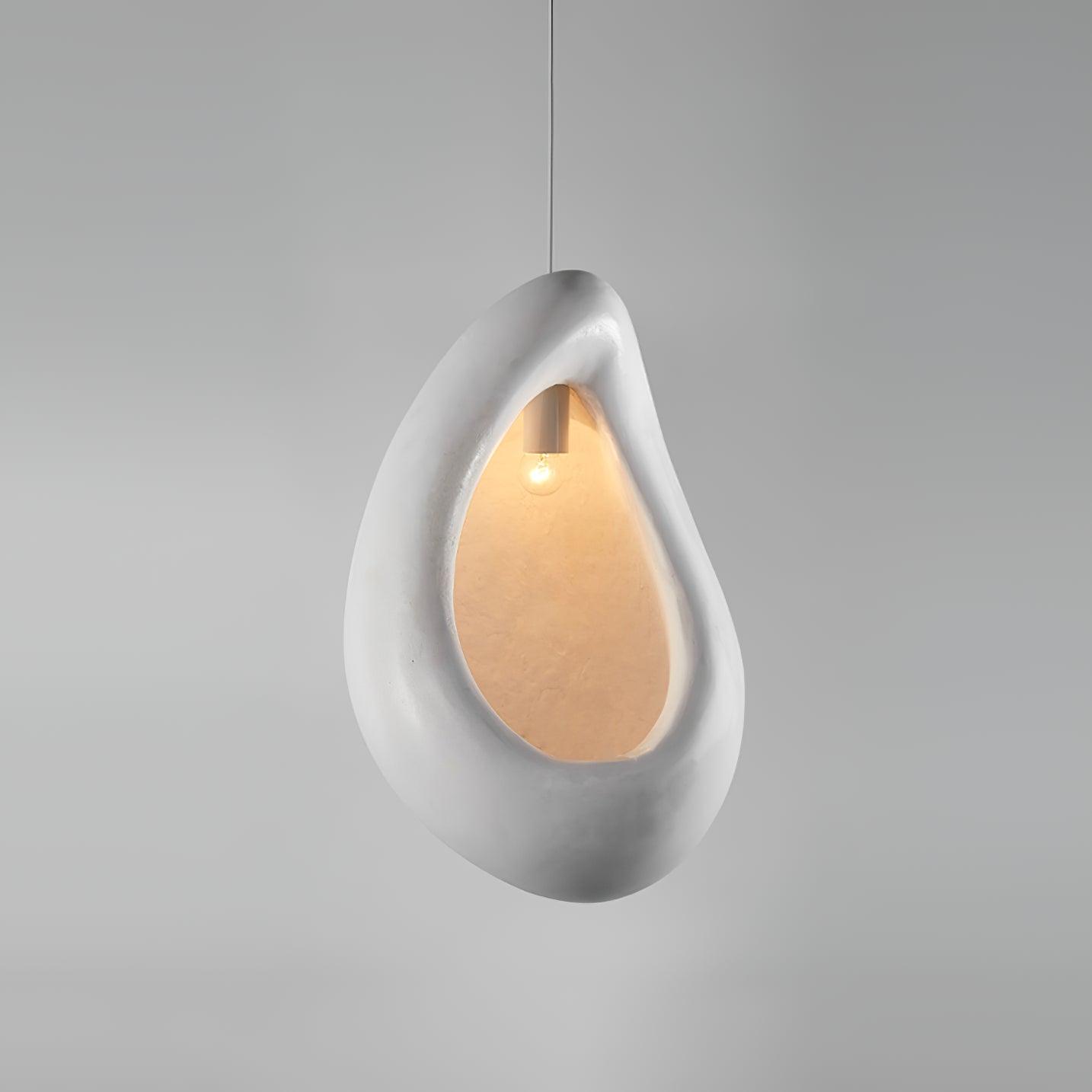 Seo Pendant Lamp Plaster Organic Hollow Teardrop Wabi Sabi-Neutral Decor