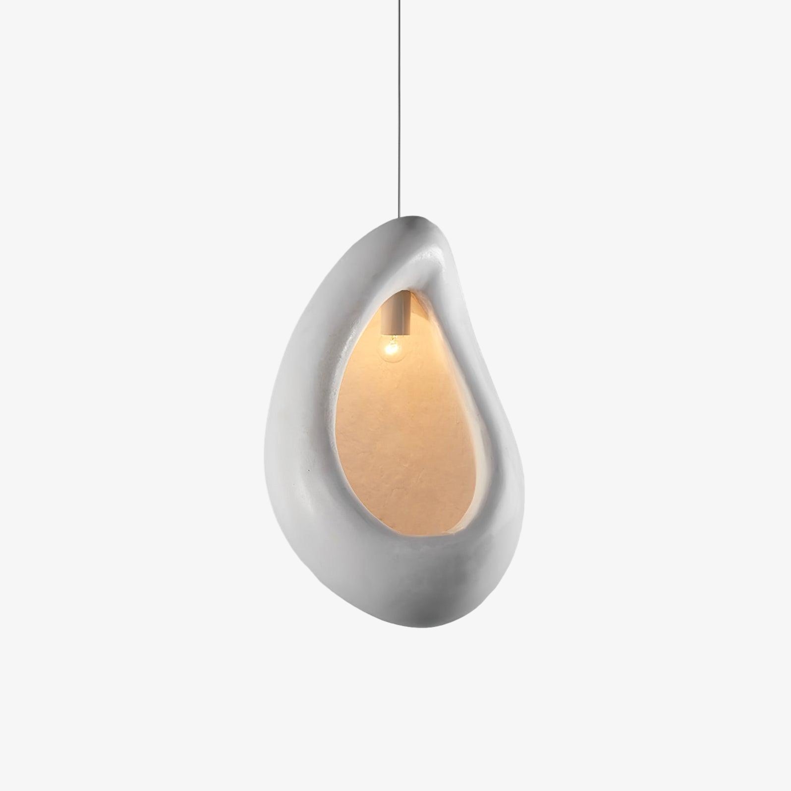 Seo Pendant Lamp Plaster Organic Hollow Teardrop Wabi Sabi-Neutral Decor