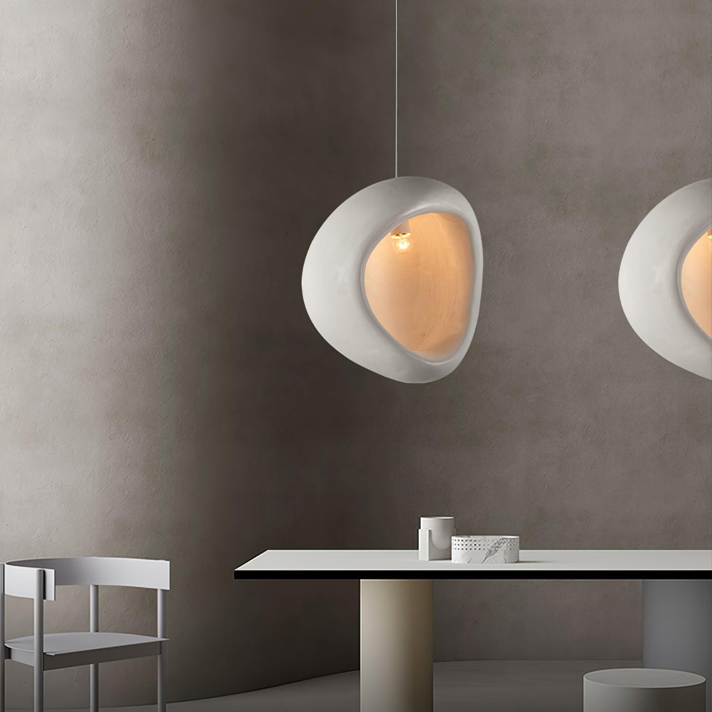 Seo Pendant Lamp Plaster Organic Hollow Teardrop Wabi Sabi-Neutral Decor