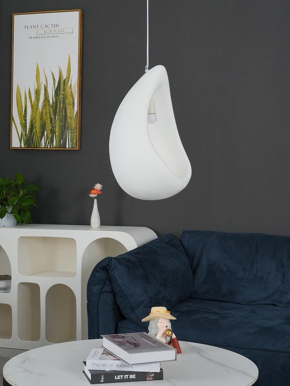 Seo Pendant Lamp Plaster Organic Hollow Teardrop Wabi Sabi-Neutral Decor