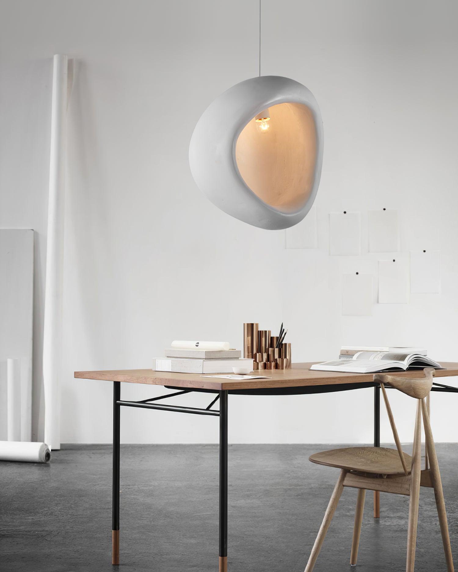 Seo Pendant Lamp Plaster Organic Hollow Teardrop Wabi Sabi-Neutral Decor