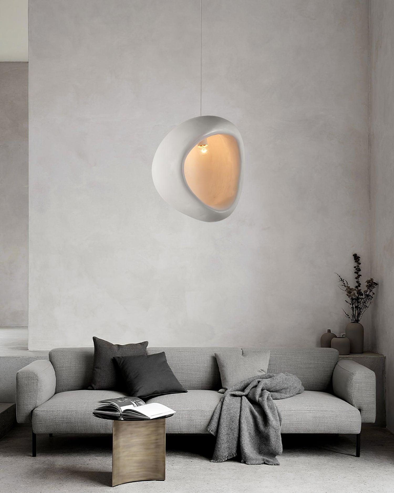 Seo Pendant Lamp Plaster Organic Hollow Teardrop Wabi Sabi-Neutral Decor