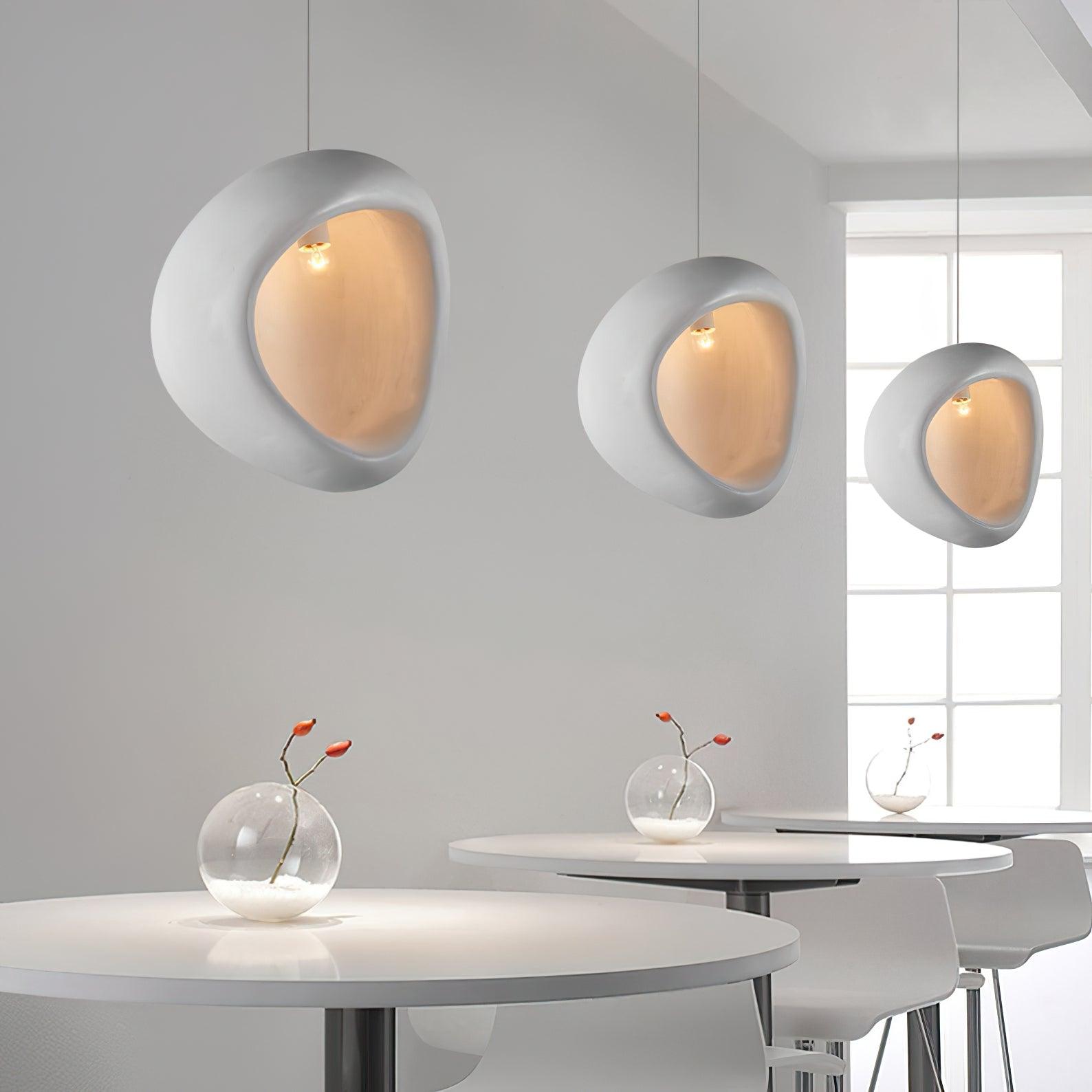 Seo Pendant Lamp Plaster Organic Hollow Teardrop Wabi Sabi-Neutral Decor