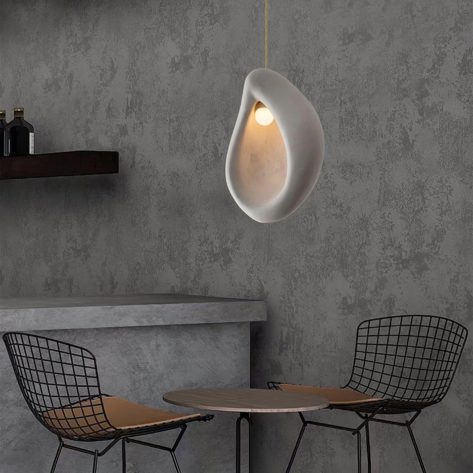 Seo Pendant Lamp Plaster Organic Hollow Teardrop Wabi Sabi-Neutral Decor