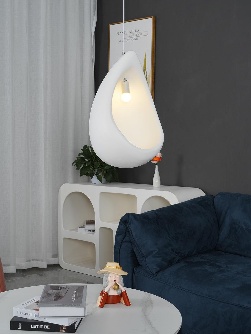 Seo Pendant Lamp Plaster Organic Hollow Teardrop Wabi Sabi-Neutral Decor