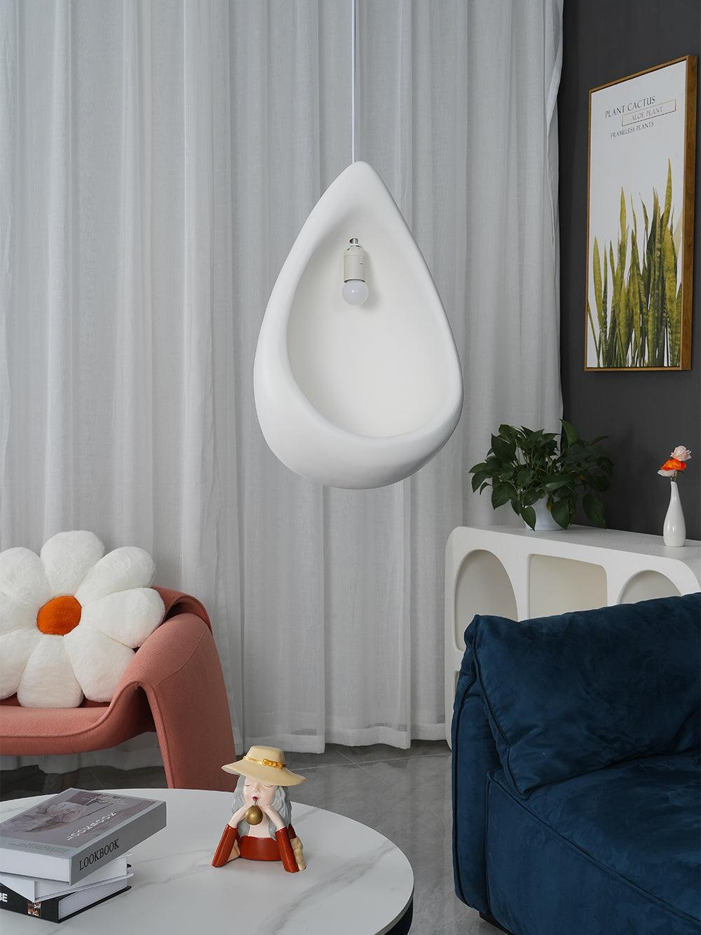 Seo Pendant Lamp Plaster Organic Hollow Teardrop Wabi Sabi-Neutral Decor